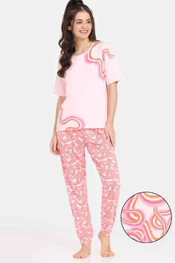Buy Rosaline Disco Daze Knit Cotton Pyjama Set - Mangano Calcite